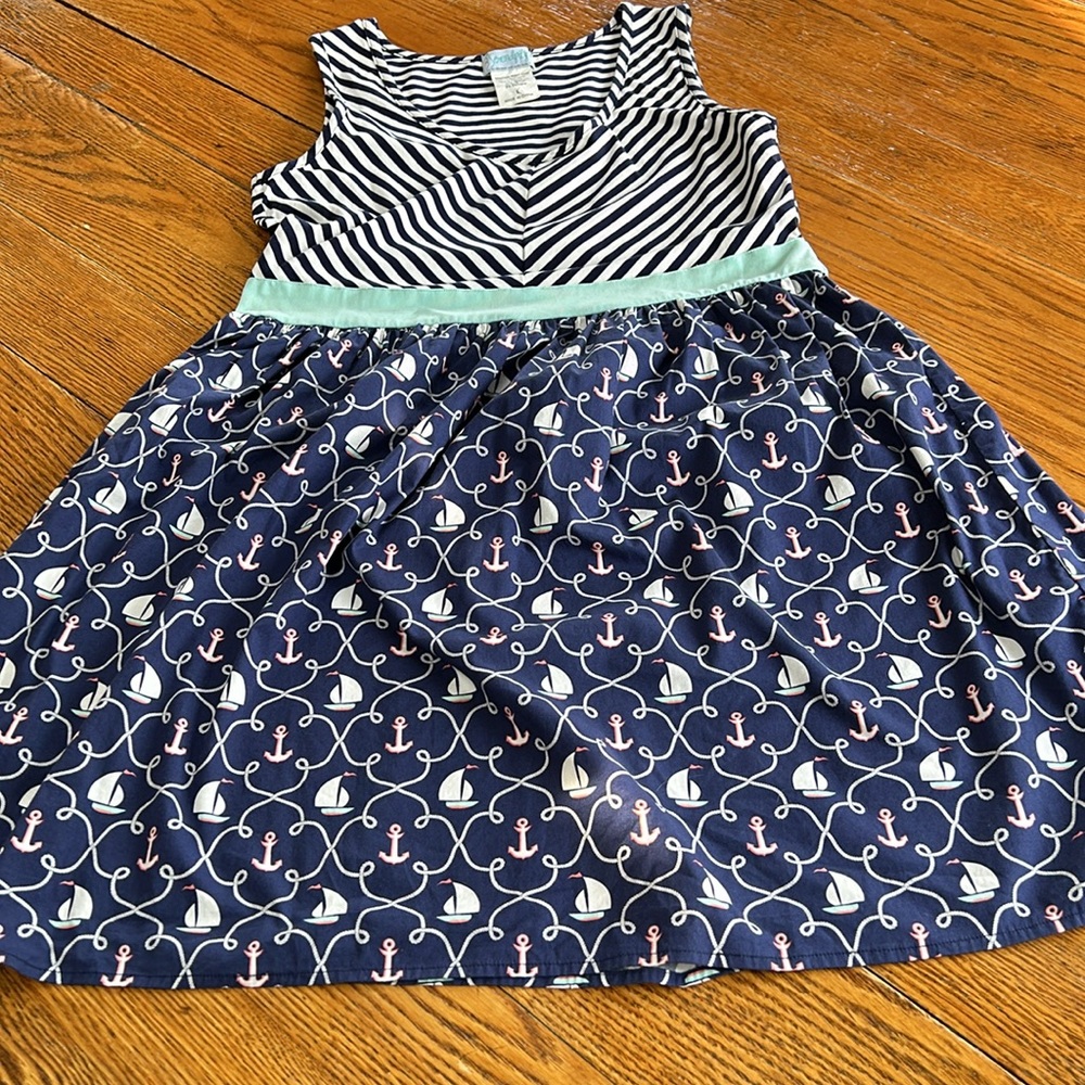 Serendipity by Shrimp & Grits nautical tank dress. Circle skirt. Size  L